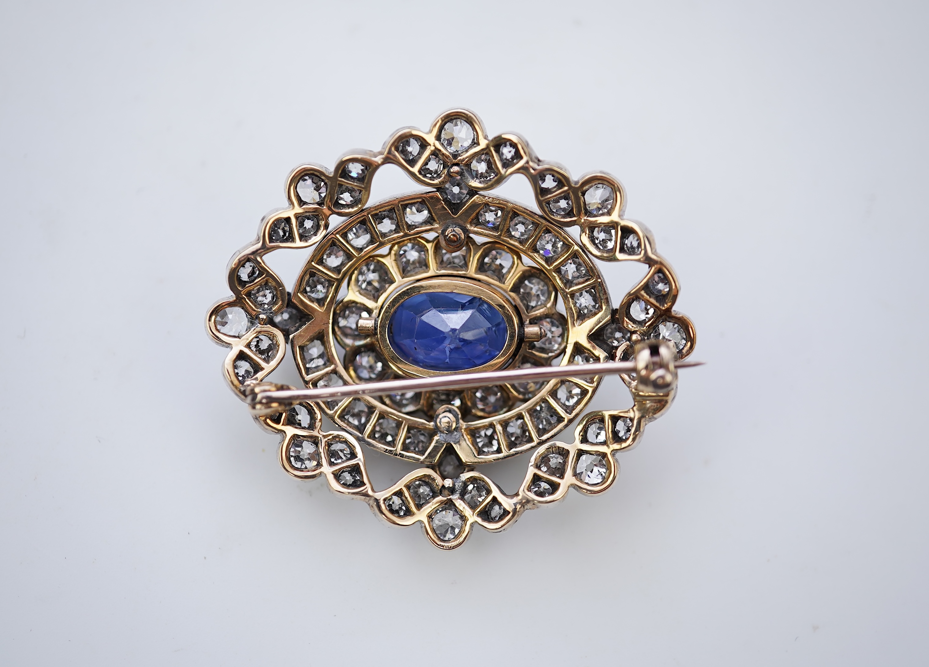 A Victorian sapphire and diamond brooch, late 19th century